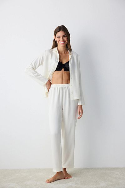 Penti New Carrie Ecru Shirt Pants Pajama Set