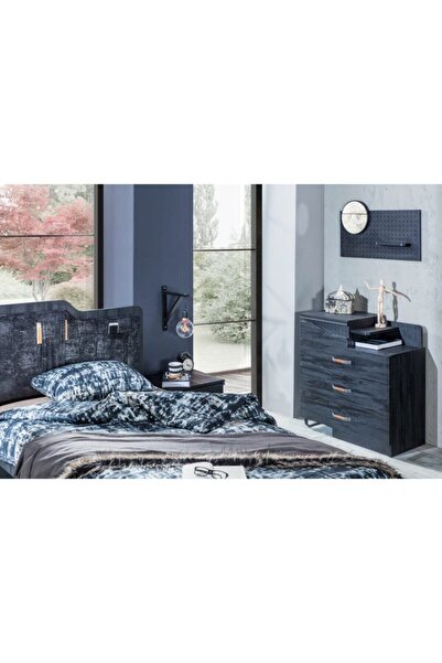 Bubuhome Dark Kapaklı Genç Odası Takımı ( Dolap Çamaşırlık Çalışma Masası Karyola )