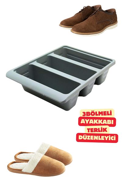 Vekorr 3 Compartment Slippers Shoes Organizer Multi-Purpose 6 Pairs Concealable Gray Plastic Organizing Box