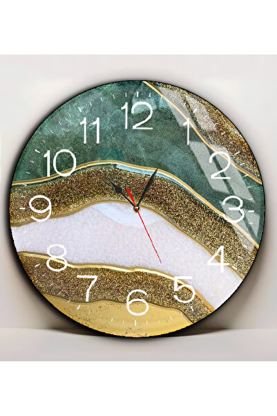 Harikabirev Hari̇kabi̇rev | Unbreakable Glass (Watch) Emerald Green & Yellow Abstract Table | Yvrlkcm