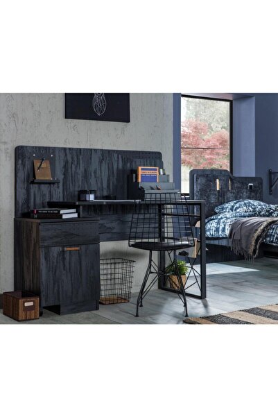 Bubuhome Dark Kapaklı Genç Odası Takımı ( Dolap Çamaşırlık Çalışma Masası Karyola )