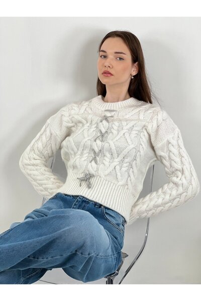 Miss Poem Ručno izrađen džemper sa vezom od užeta