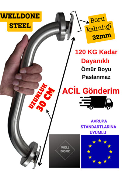 WELLDONE Yaşlı Ve Bedensel Engelli Tutunma Barı, Küvet Tutamağı, Krom Kaplama...