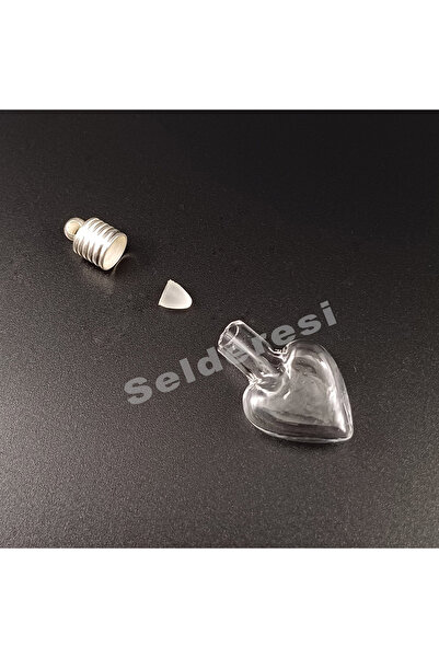 Selderesi 1 Adet Kalp Model Minik Boş Cam Kolye Ucu