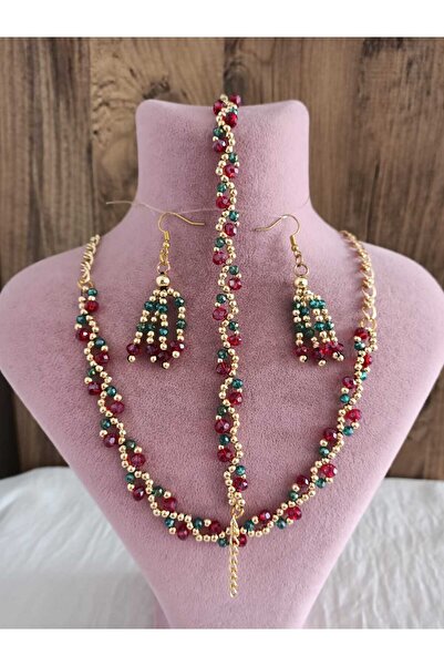 GUNESSAH AKSESUAR krıstal boncuk kolye küpe ve bileklik