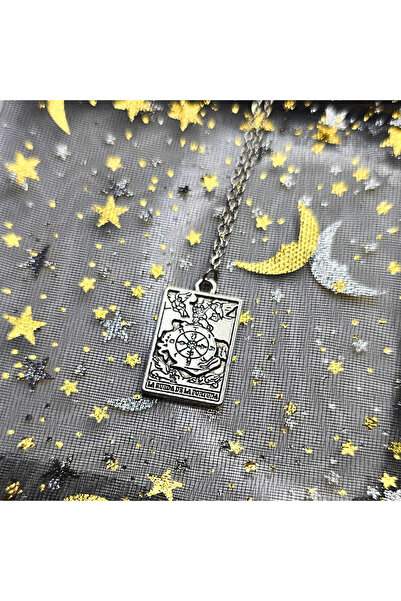 Atelier Nui Tarot Kartları Gümüs rengi Kader Carkı Charm Çelik Kolye / Ay yıl...