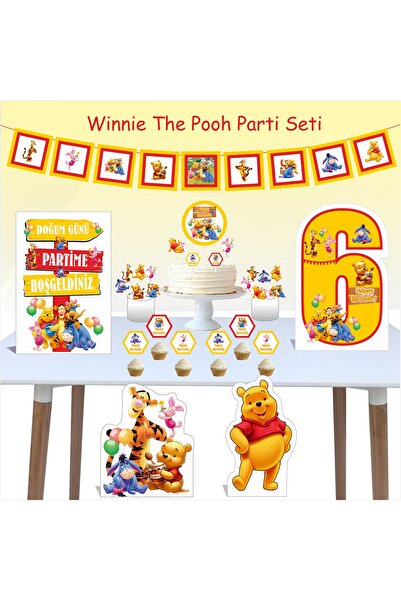 SİYAH PARTİ EVİ 6 Yaş Doğum Günü Winnie The Pooh Parti Seti