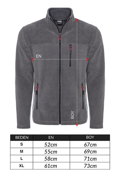 VEGA PORT Unisex Γκρι γιακά Bato Full Zip 3 Pocket Outdoor Fleece Jacket