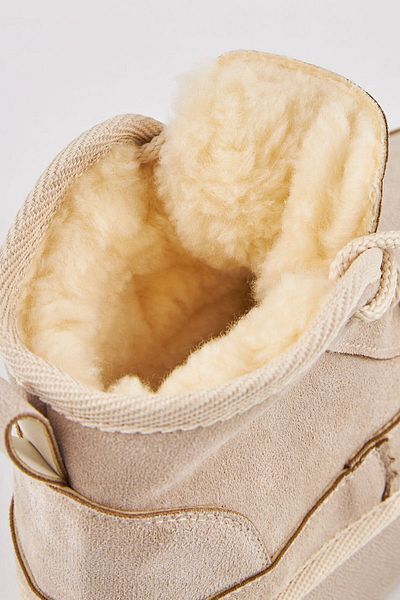 Ayakkabı Delisiyim Μπότες Heribo Beige Μάλλινες Εσωτερικές Χονδρές Σόλα Lace Up