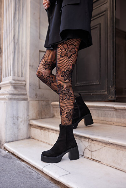 ANGELİNA JONES BACİO KADIN SİYAH GERCEK SUET PLATFORM TOPUKLU BOT