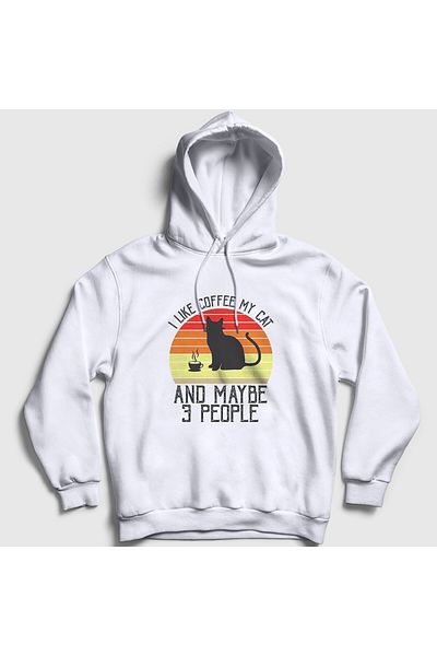 Presmono Φούτερ Unisex Λευκή Γάτα με κουκούλα - Coffee My Cat 502660 ττ