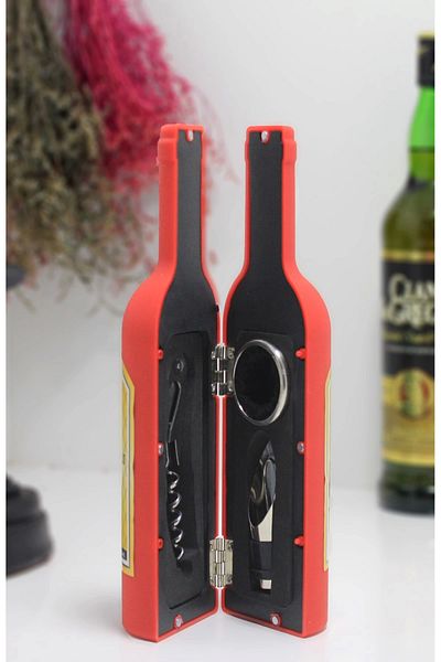 Amazex Store Red Bottle Corkscrew Set - Small Alk2627