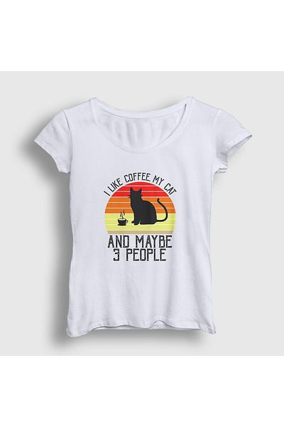Presmono Tricou alb pentru femei Coffee My Cat Cat Cat 502638 tt
