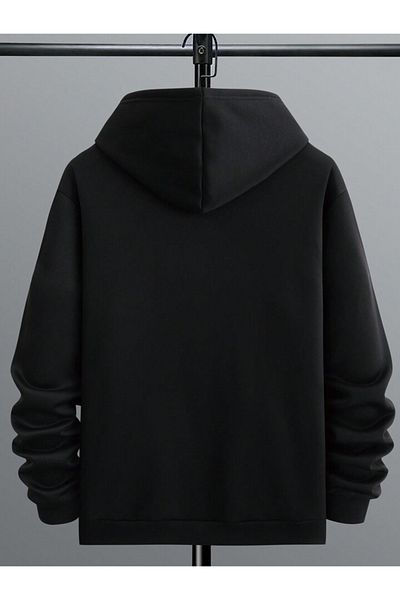 DEEPSENCE Friends Design Printed Unisex Oversize Black Hooded Sweatshirt