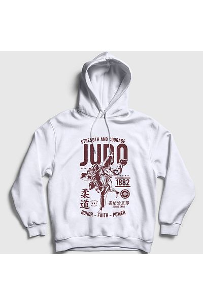 Presmono Λευκό φούτερ Unisex με κουκούλα Ufc Mma Judo 503020 ττ