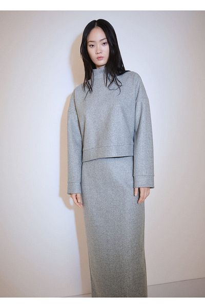 MANGO Woman High Collar Feather Sweatshirt