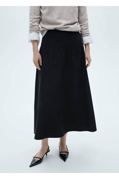 MANGO Woman A-Line Skirt with Collet Details