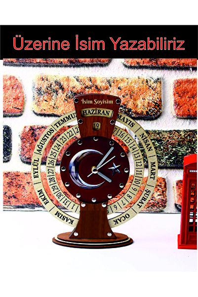 modabilge Shelife Kişiye Özel İsimli Sonsuz Maya Takvimli  Masa Saati