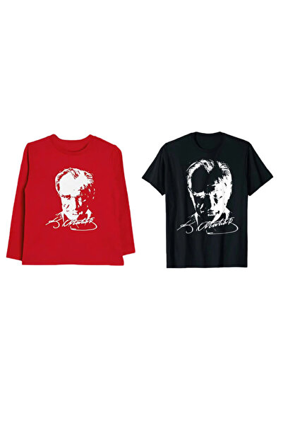 nacar çarşı Παιδικό μακρυμάνικο μπλουζάκι 2 τεμαχίων Red Ata με κοντό μανίκι ...