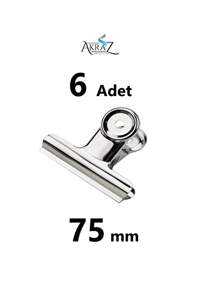 Akraz Art Design Round Clips 75 mm Metal Maşa Kıskaç 6 Adet