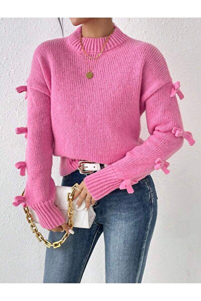 ANUBİS Kadın Bisiklet Yaka Kurdele Detaylı Triko Kazak