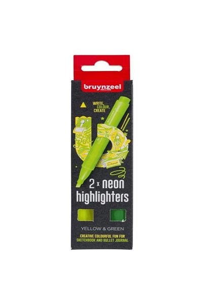 Bruynzeel Neon Green and Yellow Highlighter 2-Piece Set - B60283102
