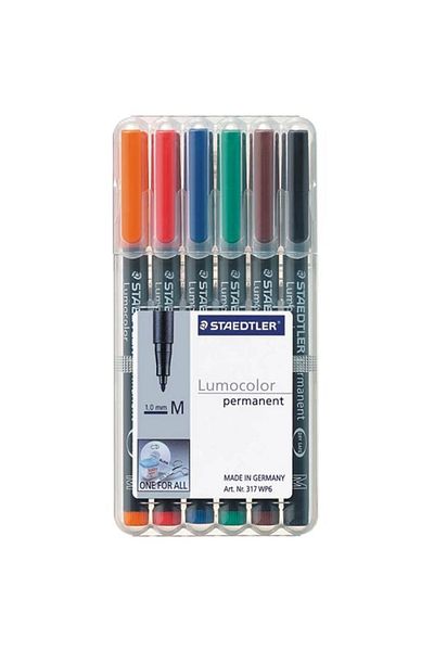 Staedtler Lumocolor 317 WP6 Permanent Marker - 1.0mm, Set of 6