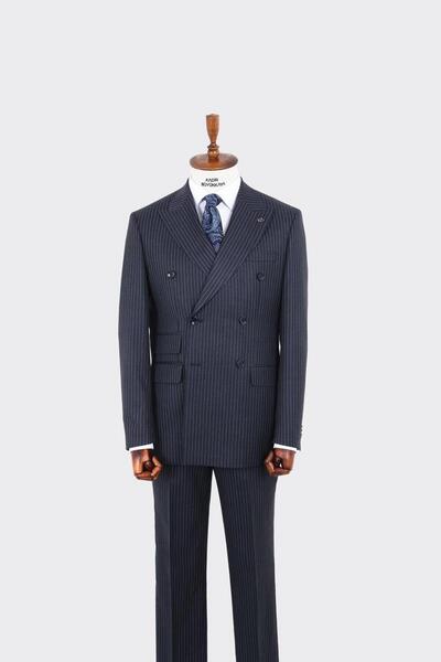Kadir Büyükkaya Kırlangıç Yaka Kruvaze Erkek Takım Elbise-KAW1262W