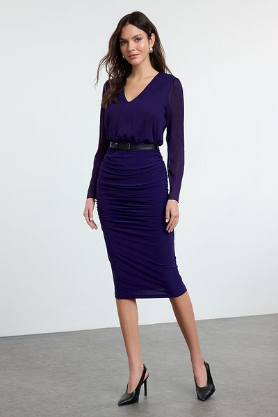 Trendyol Collection Μωβ Φόρεμα Απλό Υφαντό - TWOAW24EL00591