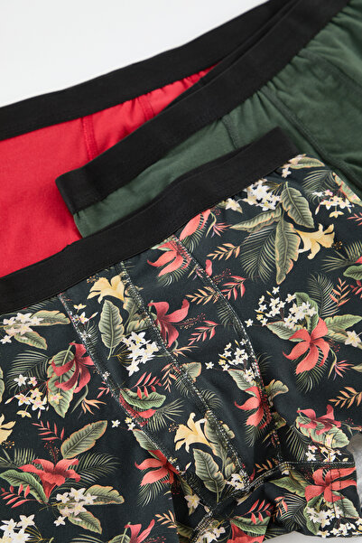 Trendyol Collection Vícebarevné 3 balení vzorované/rovné bavlněné boxerky TMNAW25BX00016