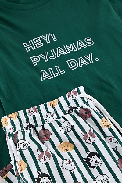 Trendyol Collection Emerald Green Regular Fit Σετ πιτζάμες με στάμπα - 100% βαμβάκι TMNAW22PT1313