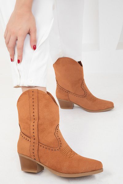 SOHO Tan Suede Dámské boty - 19808 Model Bootie