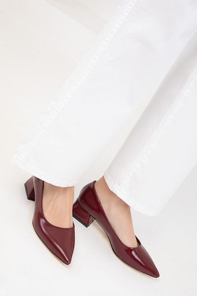 SOHO Claret Red Patent Leather Women's Classic Heeled Shoes 18391