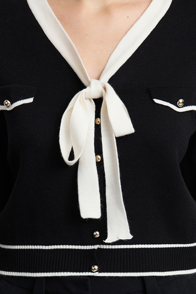 Trendyol Collection Black Ribbon Detailed Knitwear Cardigan Twoaw25Hi00246