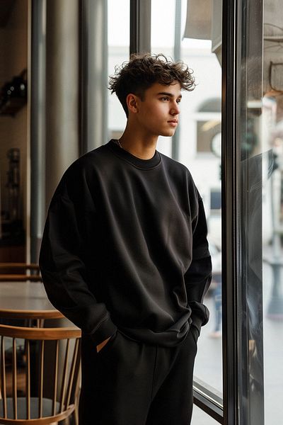 Trendyol Collection Φούτερ Fleece Μαύρο βαμβακερό Oversize - TMNAW25SW00011