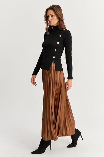 Cool & Sexy Brauner Faltenrock für Damen – GÇ190 mit elastischem Bund