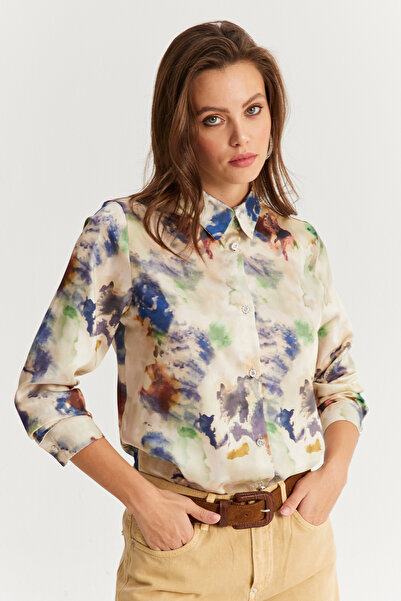 Cool & Sexy Women's Multi Stone Buttoned Patterned Shirt Lvf9