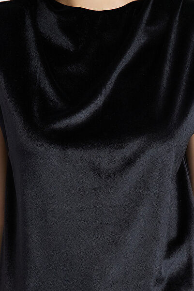 Trendyol Collection Bluză tricotată cu drapaj negru - vată și adunare TWOAW25BZ00223