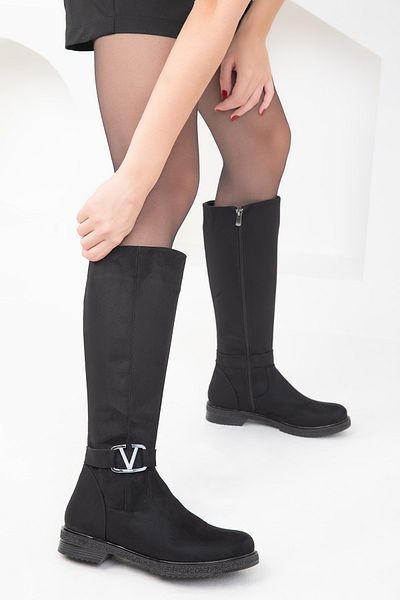 SOHO Black Suede Women's Boots 18538