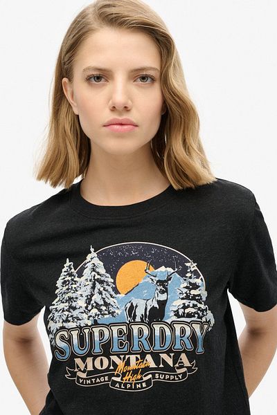 SUPERDRY Einzelne bequeme Typenoberfläche – Reise-Souvenir-T-Shirt