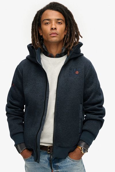 SUPERDRY Плетен бомбър с качулка Jkt
