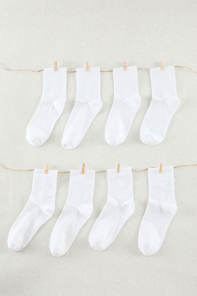 Trendyol Collection White Unisex 8-Piece Cotton College-Tennis-Medium Size Men's Socks Tmnaw25Co00026