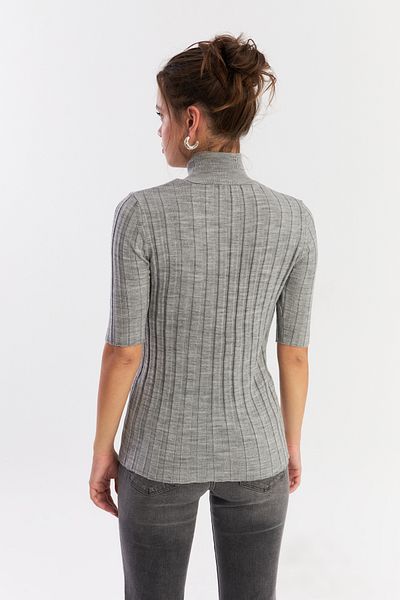 Cool & Modest Γυναικεία Γκρι Half Fisherman Πλεκτά Μπλούζα YV287