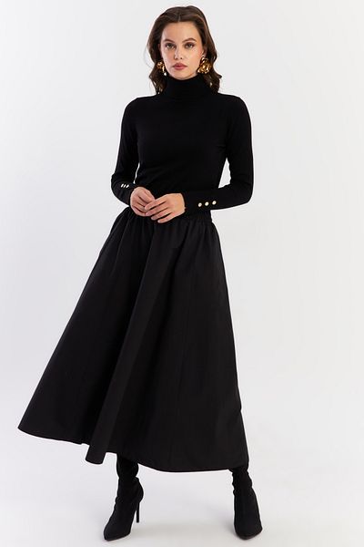 Cool & Modest Fusta neagră A-Line Femei - ELA3951