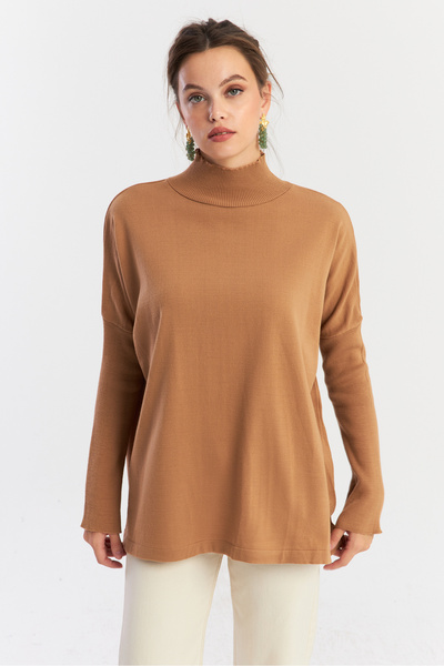 Cool & Modest Γυναικεία Camel Loose Knitwear Μπλούζα YV289