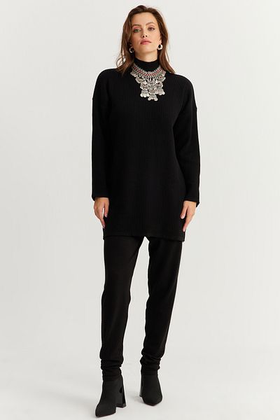 Cool & Modest Black Knitwear Women's Set - Mnuv9 Lower and Upper Set