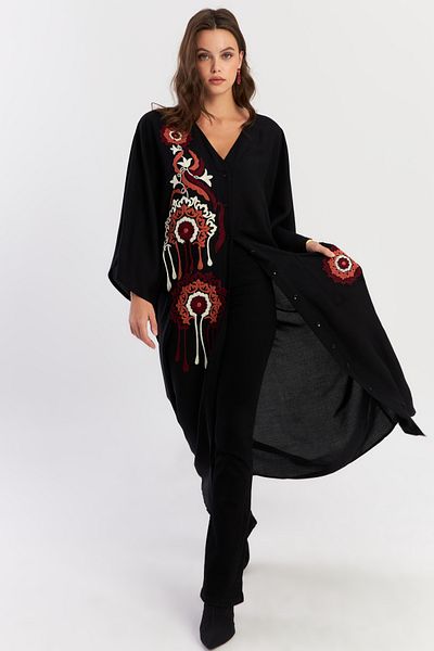 Cool & Modest Black Patterned Women's Maxi Dress - Alo150