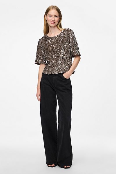 PIECES High-End-Bluse mit kurzen Ärmeln – Pre55/Pl45