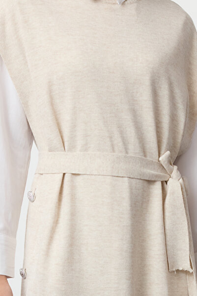 Trendyol Modest Kötött pulóver ruha - Stone Button részletes TCTAW24UV00038