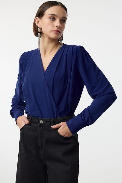 Trendyol Collection Saks Wrap Knitted Snap Body